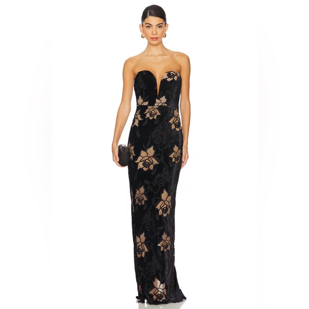 SAU LEE Viola Gown in Black - Picture 1 of 6